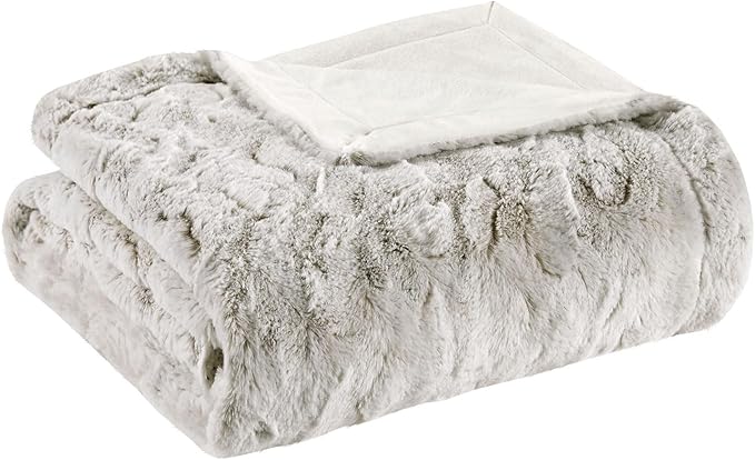 Soft Plush Luxury Oversized Faux Fur Throw Animal Stripes Design, Faux Mink On The Reverse, Modern All Seasons Blanket for Bed, Sofa Couch, Office, Snow Leopard, 60x70