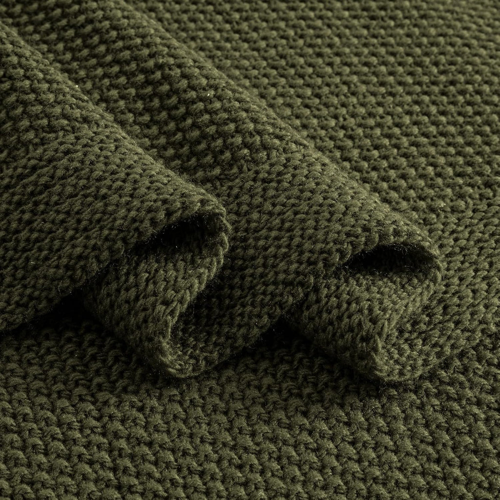 Olive Green Throw Blanket for Couch, Soft Cozy Cable Knit Throw for Bed Sofa Living Room, Lightweight Warm Decorative Farmhouse Christmas Blanket, 50"x60", Olive Green