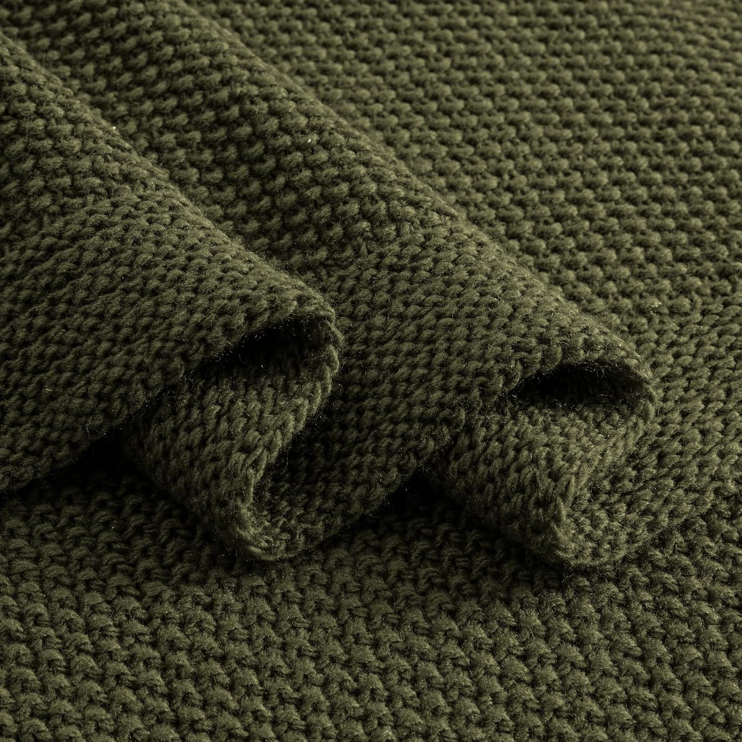 Olive Green Throw Blanket for Couch, Soft Cozy Cable Knit Throw for Bed Sofa Living Room, Lightweight Warm Decorative Farmhouse Christmas Blanket, 50"x60", Olive Green